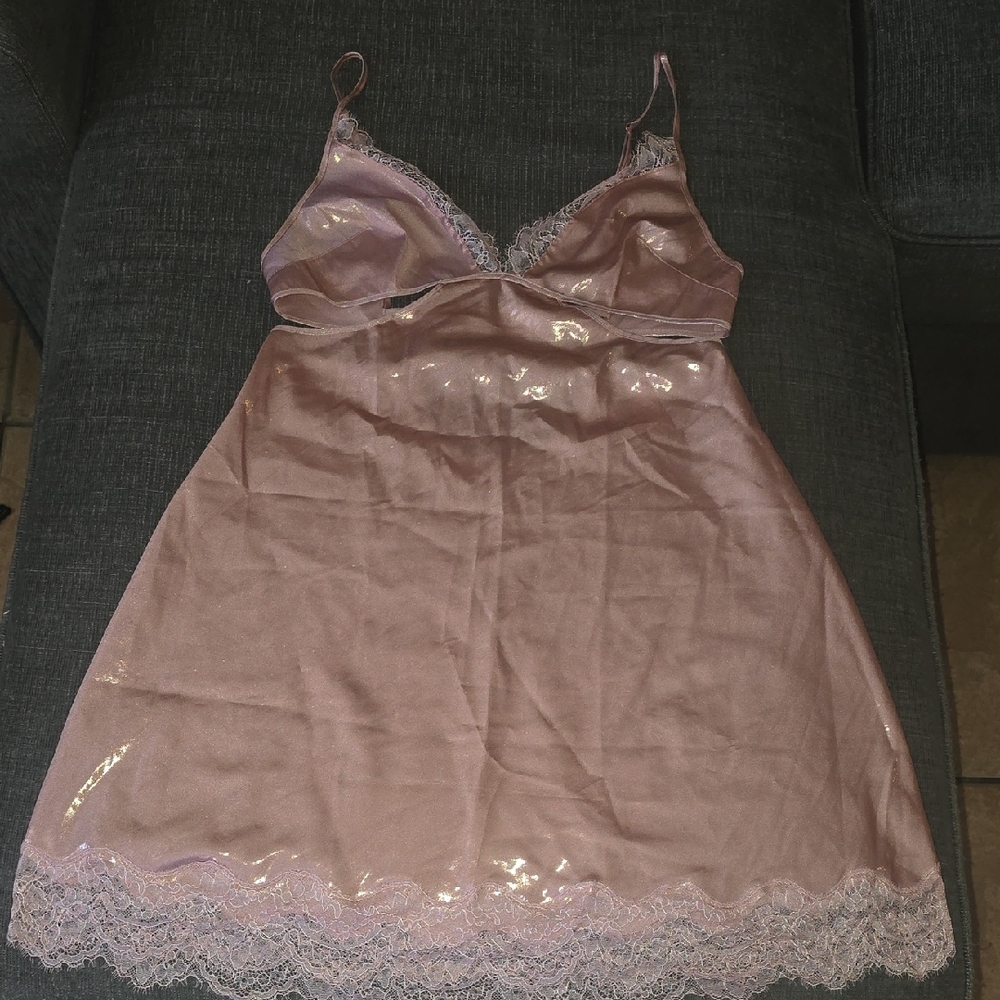 Victoria's Secret Shimmering Pink Chemise with Lace